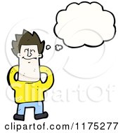 Cartoon Of A Man Wearing A Yellow Sweater With A Conversation Bubble Royalty Free Vector Illustration by lineartestpilot