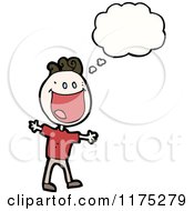 Cartoon Of A Man Wearing A Red Sweater With A Conversation Bubble Royalty Free Vector Illustration by lineartestpilot