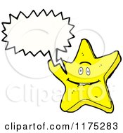 Cartoon Of A Yellow Starfish With A Conversation Bubble Royalty Free Vector Illustration by lineartestpilot