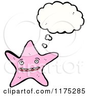 Cartoon Of A Pink Starfish With A Conversation Bubble Royalty Free Vector Illustration by lineartestpilot