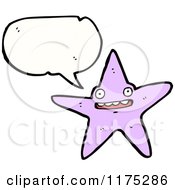Cartoon Of A Lavender Starfish With A Conversation Bubble Royalty Free Vector Illustration by lineartestpilot