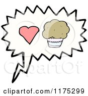 Cartoon Of A Chocolate Cupcake With A Conversation Bubble Royalty Free Vector Illustration