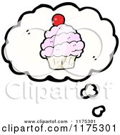Cartoon Of A Cupcake With A Cherry And A Conversation Bubble Royalty Free Vector Illustration