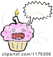Poster, Art Print Of Pink Cupcake And Candle With A Conversation Bubble
