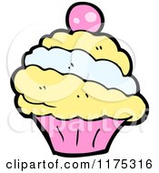 Cartoon Of A Cupcake With A Cherry Royalty Free Vector Illustration