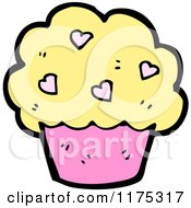 Cartoon Of A Cupcake With Hearts Royalty Free Vector Illustration