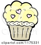 Cartoon Of A Cupcake With Pink Hearts Royalty Free Vector Illustration