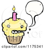 Poster, Art Print Of Cupcake With Candle And A Conversation Bubble