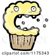Cartoon Of A Cupcake With A Conversation Bubble Royalty Free Vector Illustration