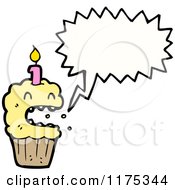 Poster, Art Print Of Cupcake With Candle And A Conversation Bubble