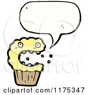 Cartoon Of A Cupcake With A Conversation Bubble Royalty Free Vector Illustration by lineartestpilot