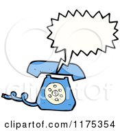 Cartoon Of A Blue Landline Telephone With A Conversation Bubble Royalty Free Vector Illustration by lineartestpilot