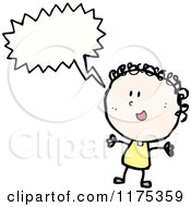Cartoon Of A Brunette Stick Girl With A Conversation Bubble Royalty Free Vector Illustration