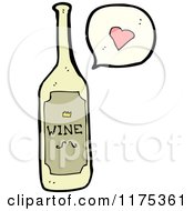 Cartoon Of A Wine Bottle With A Heart Conversation Bubble Royalty Free Vector Illustration
