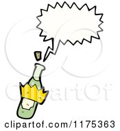 Cartoon Of A Bottle With A Crown And A Conversation Bubble Royalty Free Vector Illustration