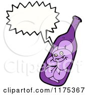 Cartoon Of A Bottle With A Snake And A Conversation Bubble Royalty Free Vector Illustration by lineartestpilot