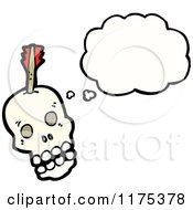 Cartoon Of A Skull Pierced By An Arrow With A Conversation Bubble Royalty Free Vector Illustration