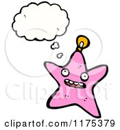 Cartoon Of A Star Christmas Ornament With A Conversation Bubble Royalty Free Vector Illustration
