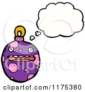 Cartoon Of A Spotted Christmas Ornament With A Conversation Bubble Royalty Free Vector Illustration