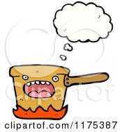 Cartoon Of A Pot On A Flame With A Conversation Bubble Royalty Free Vector Illustration