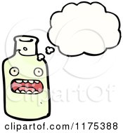 Cartoon Of A Green Bottle With A Conversation Bubble Royalty Free Vector Illustration