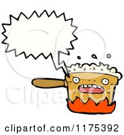 Cartoon Of A Pot On A Flame With A Conversation Bubble Royalty Free Vector Illustration by lineartestpilot