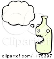 Cartoon Of A Bottle With A Conversation Bubble Royalty Free Vector Illustration