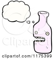 Cartoon Of A Pink Bottle With A Conversation Bubble Royalty Free Vector Illustration