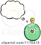 Cartoon Of A Green Christmas Ornament With A Conversation Bubble Royalty Free Vector Illustration