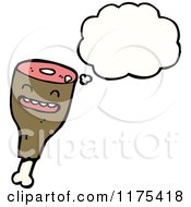 Cartoon Of A Drumstick With A Conversation Bubble Royalty Free Vector Illustration by lineartestpilot