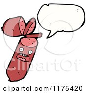 Cartoon Of A Sausage With A Conversation Bubble Royalty Free Vector Illustration