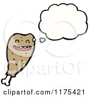 Cartoon Of A Drumstick With A Conversation Bubble Royalty Free Vector Illustration by lineartestpilot