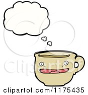 Cartoon Of A Tan Coffee Cup With A Conversation Bubble Royalty Free Vector Illustration