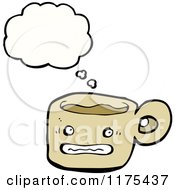 Cartoon Of A Tan Coffee Cup With A Conversation Bubble Royalty Free Vector Illustration by lineartestpilot