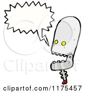 Cartoon Of A Robot With A Conversation Bubble Royalty Free Vector Illustration