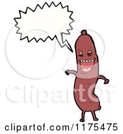 Cartoon Of A Sausage With A Conversation Bubble Royalty Free Vector Illustration by lineartestpilot