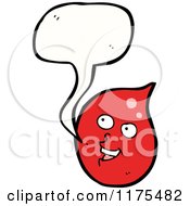 Cartoon Of A Red Drop Of Liquid With A Conversation Bubble Royalty Free Vector Illustration