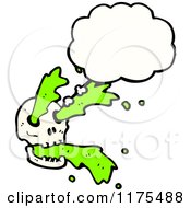 Cartoon Of A Skull With Green Slime And A Conversation Bubble Royalty Free Vector Illustration