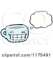 Cartoon Of A Blue Coffee Cup With A Conversation Bubble Royalty Free Vector Illustration