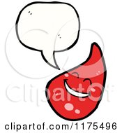 Cartoon Of A Red Drop Of Liquid With A Conversation Bubble Royalty Free Vector Illustration by lineartestpilot