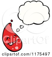 Cartoon Of A Red Drop Of Liquid With A Conversation Bubble Royalty Free Vector Illustration by lineartestpilot