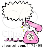 Cartoon Of A Pink Landline Telephone With A Conversation Bubble Royalty Free Vector Illustration