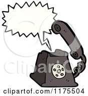 Cartoon Of A Black Landline Telephone With A Conversation Bubble Royalty Free Vector Illustration