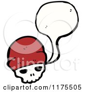 Cartoon Of A Skull Wearing A Hat With A Conversation Bubble Royalty Free Vector Illustration