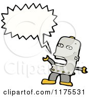 Cartoon Of A Robot With A Conversation Bubble Royalty Free Vector Illustration