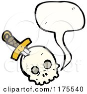 Poster, Art Print Of Skull Stabbed By A Dagger With A Conversation Bubble