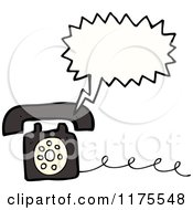 Cartoon Of A Black Landline Telephone With A Conversation Bubble Royalty Free Vector Illustration by lineartestpilot