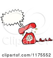 Cartoon Of A Red Landline Telephone With A Conversation Bubble Royalty Free Vector Illustration by lineartestpilot