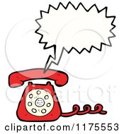 Cartoon Of A Red Landline Telephone With A Conversation Bubble Royalty Free Vector Illustration