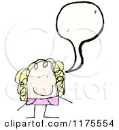 Cartoon Of A Blonde Stick Girl With A Conversation Bubble Royalty Free Vector Illustration
